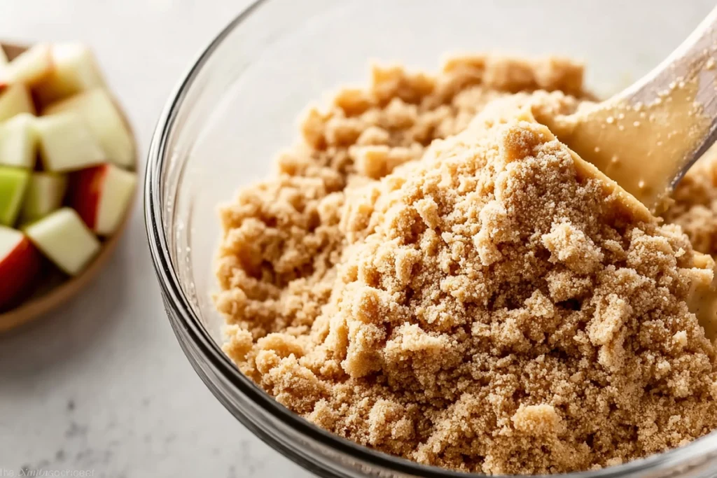 Apple Cinnamon Streusel Muffins That Taste Like a Cozy Fall Morning 9 close-up of crumbly brown sugar streusel mixture for apple cinnamon streusel muffins