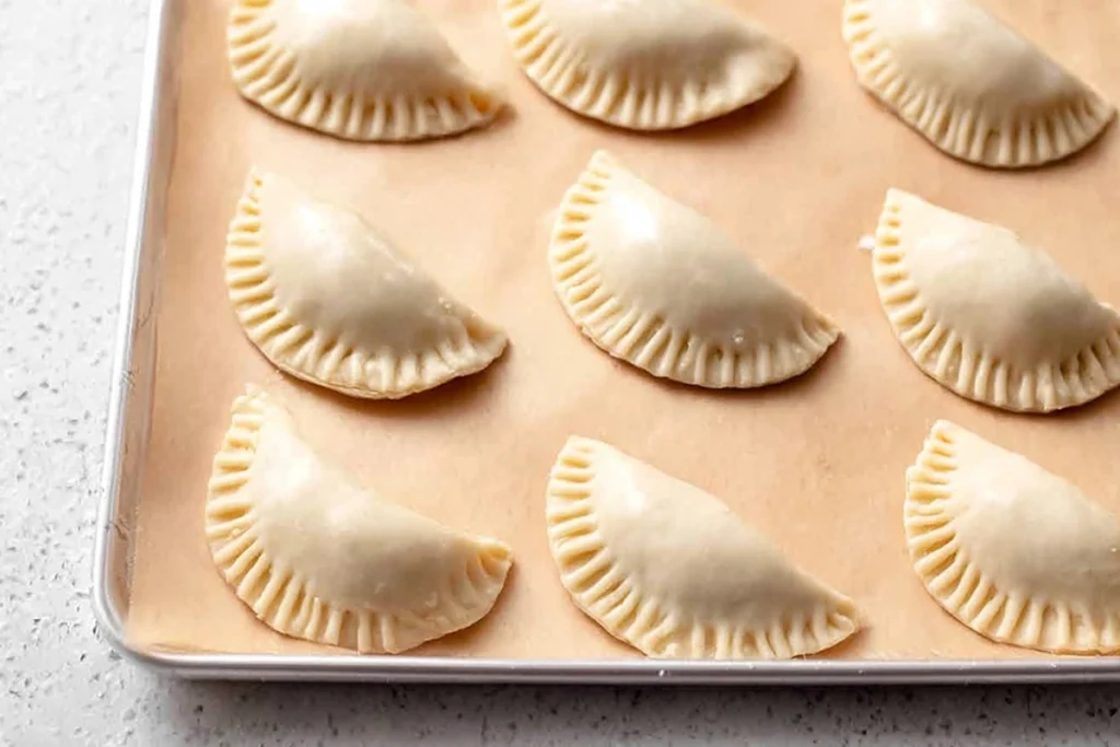 Unbaked beef cheese empanadas sealed and ready to bake
