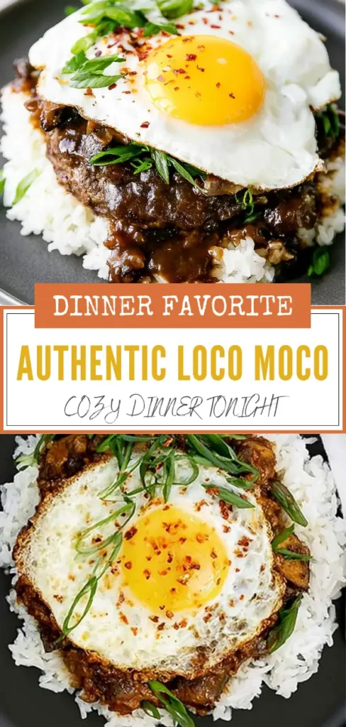 Authentic Loco Moco with Mushroom Gravy and Fried Egg 11 Authentic loco moco recipe with beef patty, mushroom gravy, rice, and fried egg