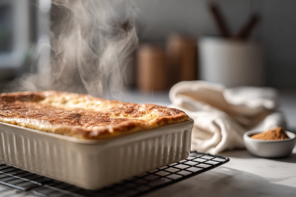 Churro Cheesecake: The Irresistible Dessert Mash-Up You’ll Crave Again and Again 9 freshly baked churro cheesecake cooling in pan with golden cinnamon sugar crust