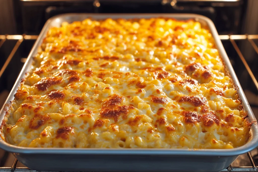 Creamy Macaroni and Cheese That Feels Like Home 9 creamy macaroni and cheese bubbling while baking