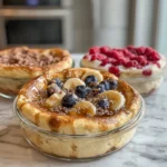 Baked Protein Pancake Bowls: The Easy High-Protein Breakfast You’ll Actually Crave 11 baked protein pancake bowl topped with fruit and maple syrup in bright modern kitchen