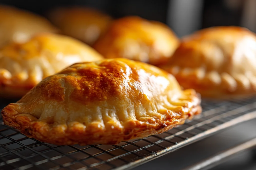 Beef Cheese Empanadas – A Comforting, Melty Handheld Classic 10 Close-up of golden baked beef cheese empanadas cooling on wire rack with visible steam