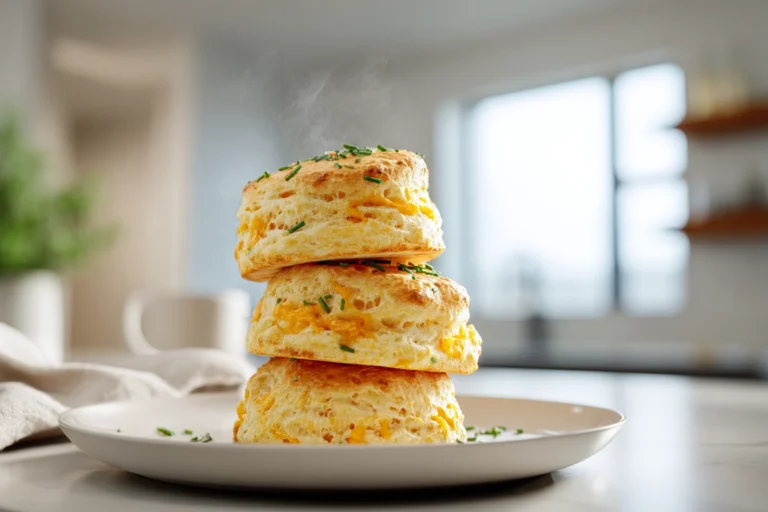 golden breakfast protein biscuits on modern kitchen counter with natural daylight