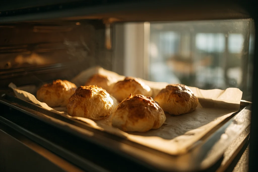 Breakfast Rolls That Make Mornings Worth Waking Up For 9 golden breakfast rolls baking in oven tray under warm light