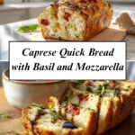 Savory Caprese quick bread with mozzarella, basil, and sun-dried tomatoes