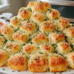 Cheesy Pull-Apart Christmas Tree Bread: The Ultimate Holiday Showstopper 7 cheesy pull apart Christmas tree bread fresh from oven with garlic butter and parsle
