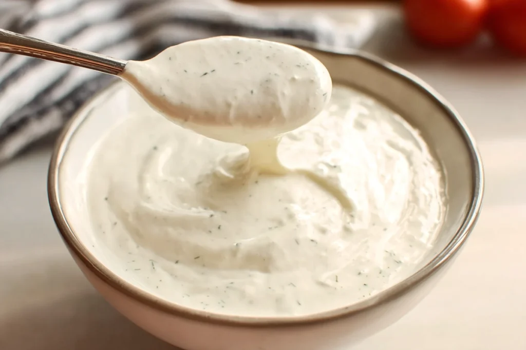 Copycat Hidden Valley Ranch Dressing freshly stirred and ready to serve