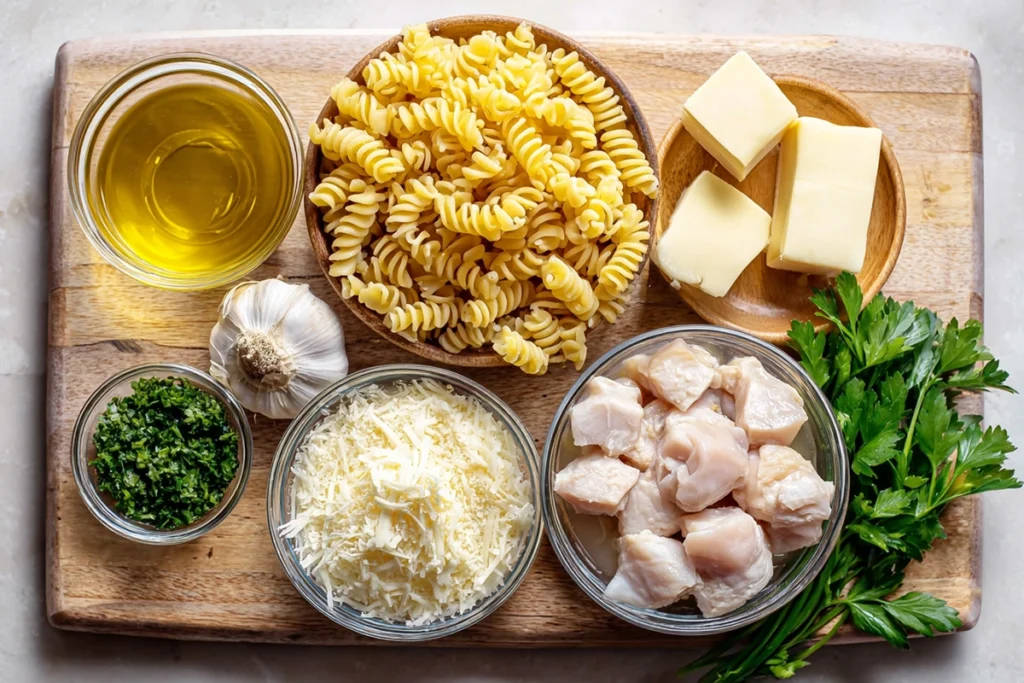 Creamy Garlic Butter Chicken and Rotini – The Ultimate Comfort Pasta 7 Use freshly grated Parmesan for best flavor and smoother sauce.Reserve pasta water to adjust sauce consistency.Add vegetables like spinach or mushrooms for extra nutrition.creamy garlic butter chicken and rotini