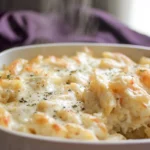 creamy macaroni and cheese plated fresh in a modern home kitchen