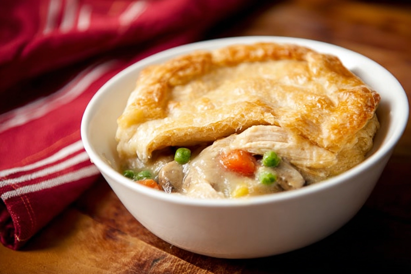 Cozy Comfort in a Bowl: Easy Slow Cooker Chicken Pot Pie 6 easy slow cooker chicken pot pie served with golden biscuit topping and creamy filling