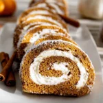 Fall Pumpkin Spice Roll Cake: A Cozy Dessert That Steals the Show 7 fall pumpkin spice roll cake on plate with cream cheese filling in modern kitchen