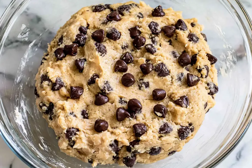 Best Chocolate Chip Cookie Recipe for Soft Centers and Crisp Edges 7 Thick finished dough for the best chocolate chip cookie recipe