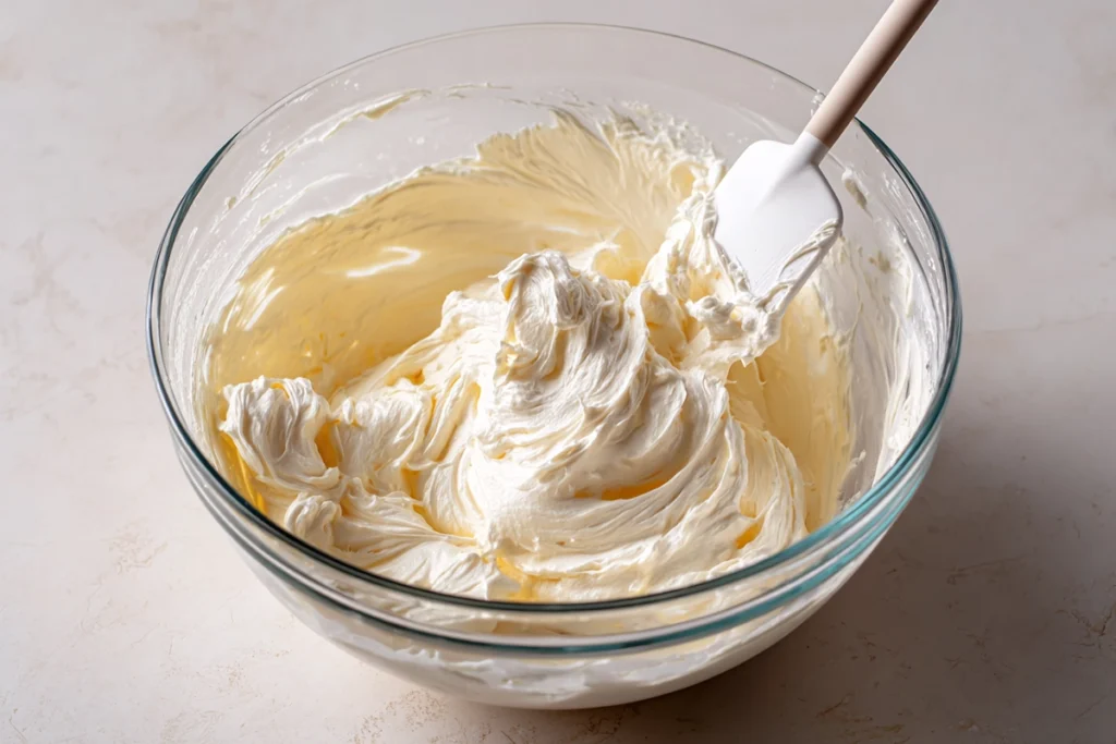 Folding egg whites into Japanese Cheesecake batter to keep it light and airy