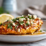 Hot Honey Feta Chicken – A Sweet and Spicy Dinner That’ll Win Everyone Over 11 Crispy Hot Honey Feta Chicken topped with feta and honey drizzle on a white plate