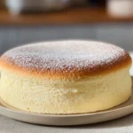 Japanese Cheesecake with a light, fluffy texture served on a modern ceramic plate