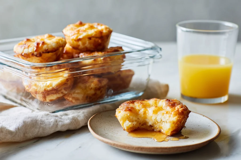 Irresistible McGriddle Bites: Sweet and Savory Breakfast Magic 9 8k photo showing mcgriddle bites in airtight container with single serving on plate