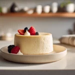 Mini Japanese Cotton Cheesecake served fresh on a modern ceramic plate