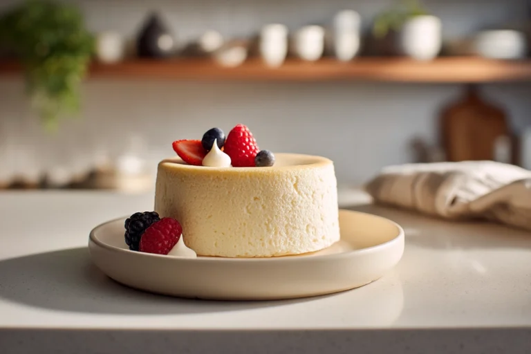 Mini Japanese Cotton Cheesecake served fresh on a modern ceramic plate