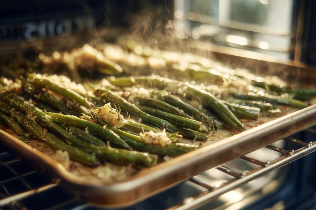 Parmesan Roasted Green Beans: The Crispy, Flavor-Packed Side Dish You’ll Crave 10 Parmesan roasted green beans baking in oven with melting cheese and golden edges