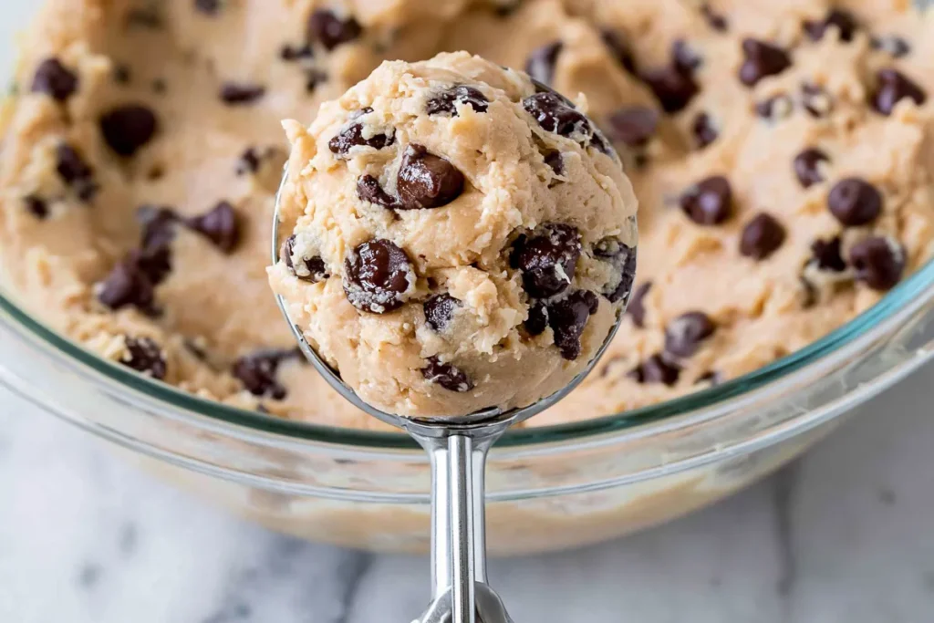 Best Chocolate Chip Cookie Recipe for Soft Centers and Crisp Edges 8 Portioning dough for evenly sized chocolate chip cookies