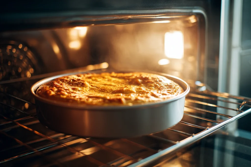 Irresistible Pumpkin Pie Cheesecake: A Creamy Fall Favorite 10 8K photorealistic image of pumpkin pie cheesecake baking in a modern oven