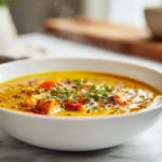 Roasted Vegetable Soup: A Cozy Bowl of Flavor and Comfort 7 photorealistic roasted vegetable soup in a modern kitchen with natural lighting