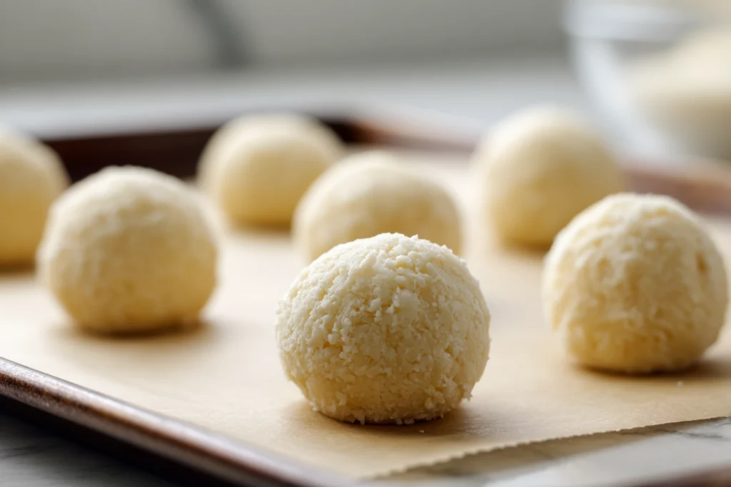 No Bake Pumpkin Cheesecake Balls: A Creamy Fall Treat You’ll Crave 10 rolling no bake pumpkin cheesecake balls on parchment tray in modern kitchen