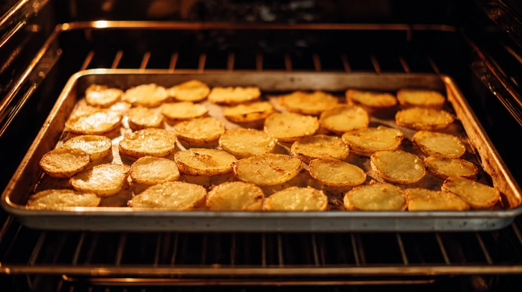 Rosemary Infused Roast Potatoes That Stay Crispy Every Time 10 Baking rosemary infused roast potatoes on sheet pan inside oven