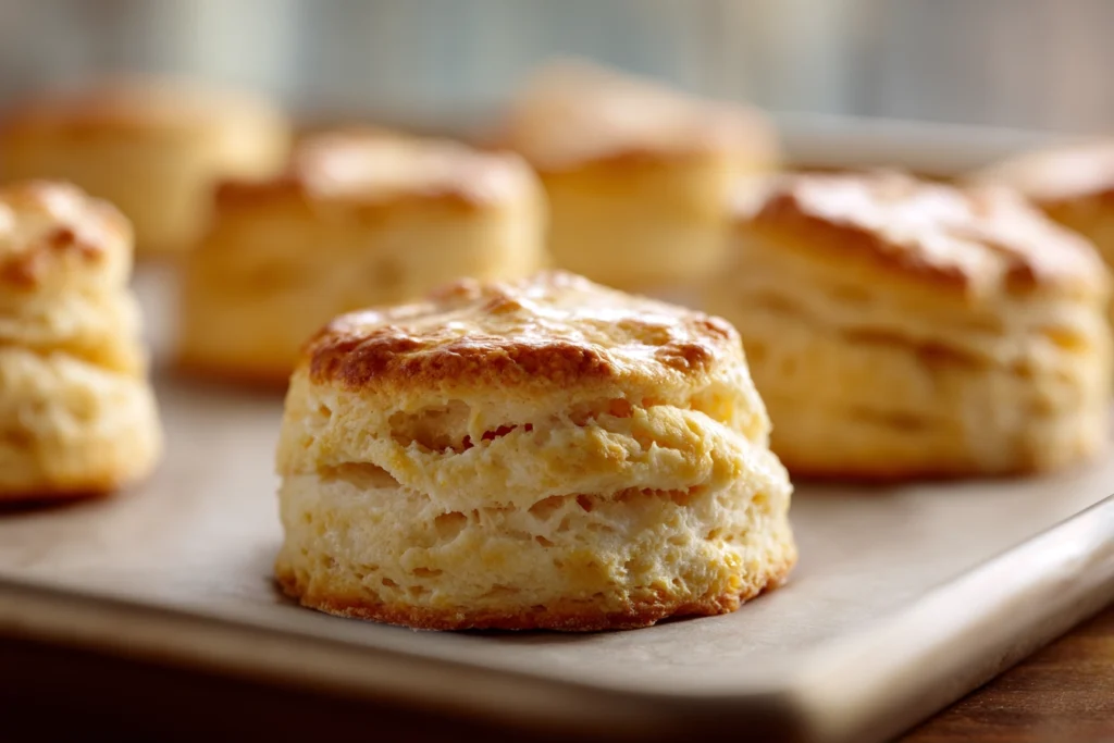 Cozy Comfort in a Bowl: Easy Slow Cooker Chicken Pot Pie 8 golden buttery biscuits for easy slow cooker chicken pot pie resting on baking tray