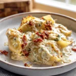 Sun dried tomato ricotta stuffed shells served hot and creamy on a modern ceramic plate