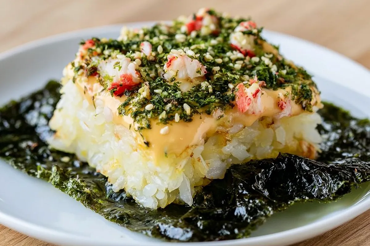 Sushi Bake: A Warm, Creamy California Roll Casserole 1 Mohamed Ayad's Sushi Bake Recipe with Creamy Crab and Furikake
