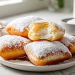 Vanilla French Beignets: Light, Airy, and Irresistibly Golden 11 freshly plated vanilla French beignets dusted with powdered sugar on marble countertop