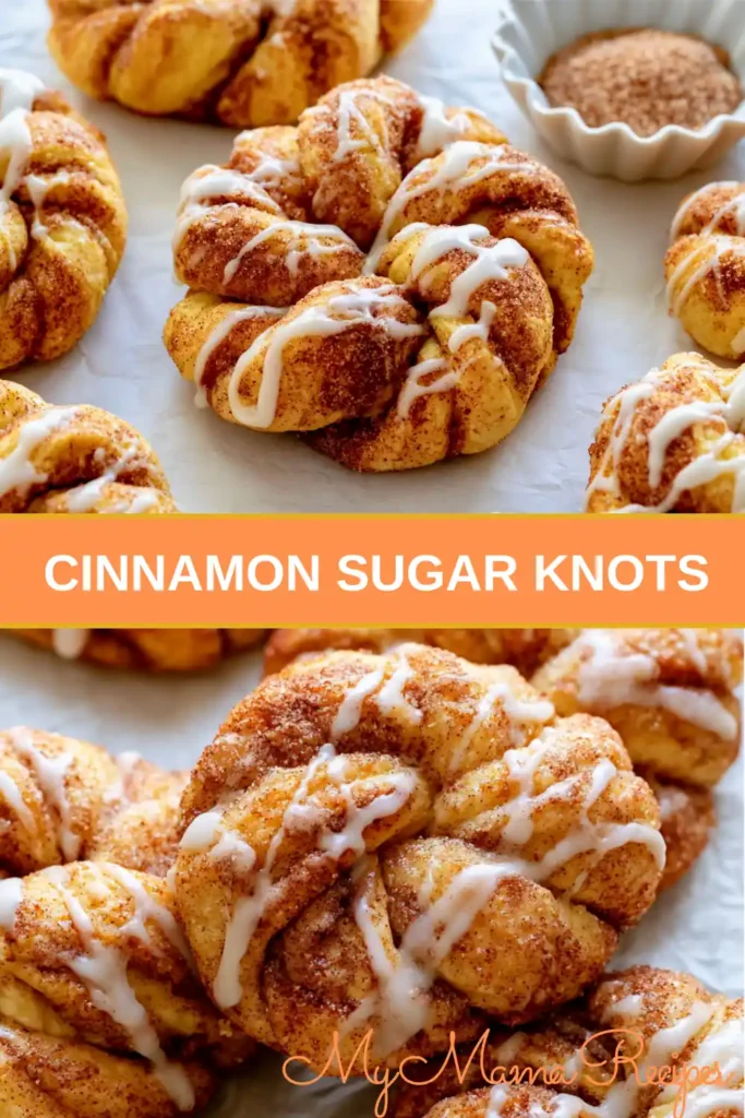 30-Minute Cinnamon Sugar Knots with Vanilla Icing 9 Cinnamon Sugar Knots recipe with cinnamon coating and vanilla icing