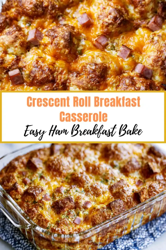 Crescent Roll Breakfast Casserole with Ham and Cream Cheese 4 Crescent roll breakfast casserole recipe with ham, cream cheese, eggs, and melted cheese