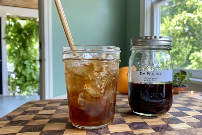 Homemade Dr Pepper Syrup with Warm Spices and Cherries