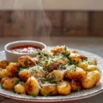 Golden crispy Air Fryer Gnocchi served in a modern kitchen with natural daylight