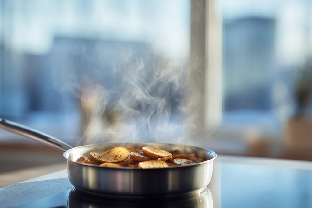 Simmering apples and cinnamon while making Apple Cinnamon Tea