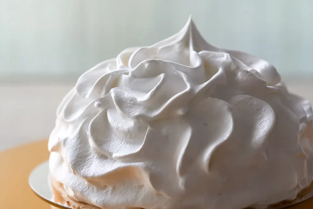 close-up view of meringue texture for baked alaska preparation