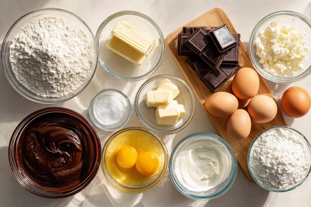 Overhead ingredients image for Birds Milk Cake recipe