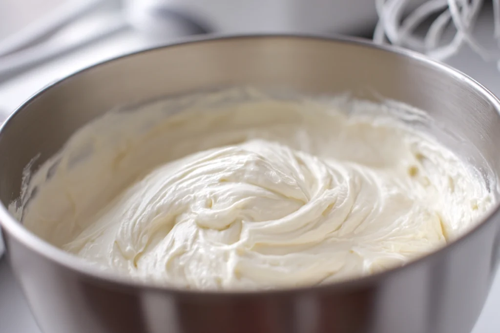 close-up cheesecake filling for blueberry cheesecake tacos