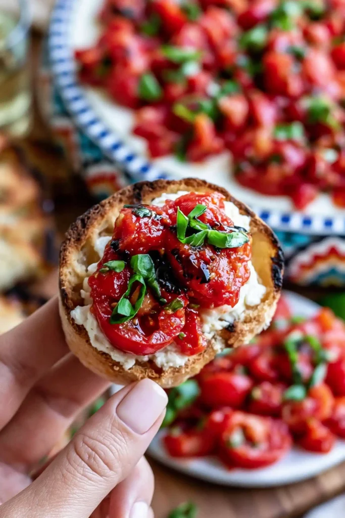 Bruschetta Dip with Creamy Boursin and Fresh Tomatoes 3 Bruschetta Dip Crostini with Creamy Boursin, Tomatoes, Basil, and Balsamic