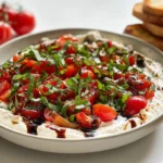 photorealistic finished Bruschetta Dip in modern kitchen