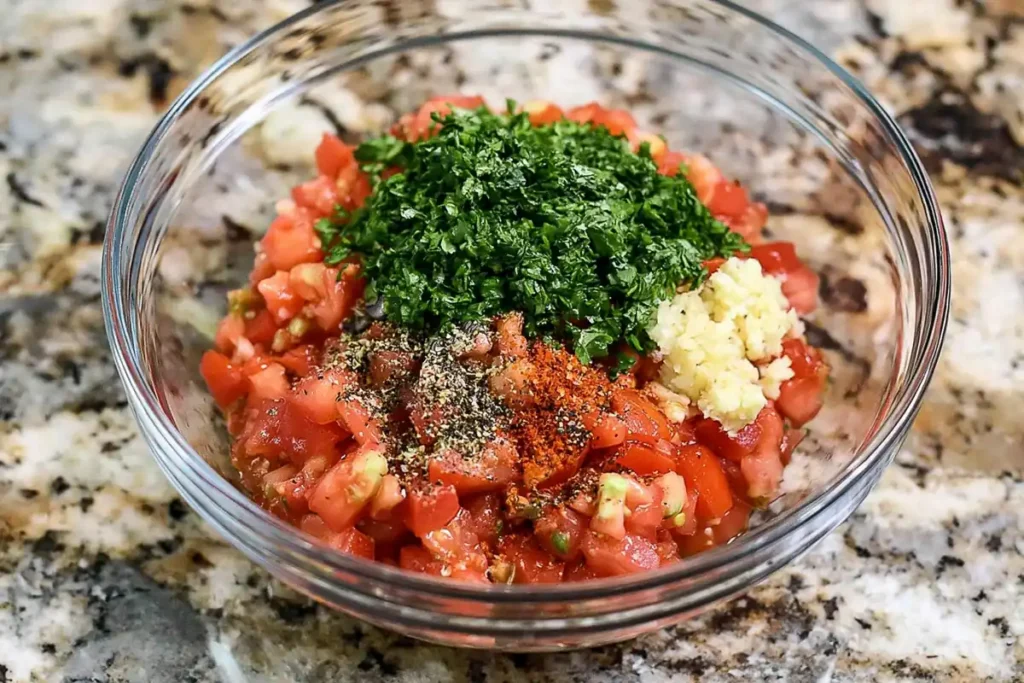 Bruschetta Dip with Creamy Boursin and Fresh Tomatoes 6 Bruschetta Dip Tomato Topping with Fresh Basil, Garlic, Salt, and Pepper
