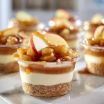 caramel apple dessert cups layered with caramel apples and cream in a modern kitchen