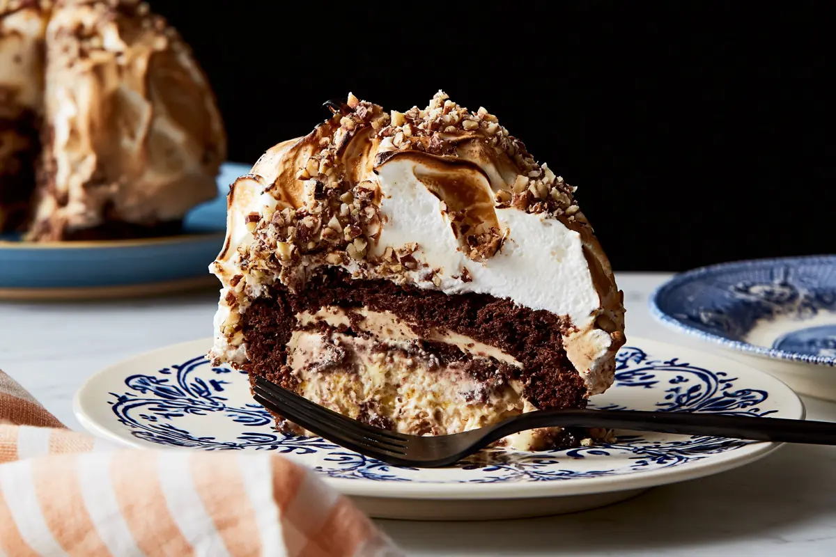 Chocolate Hazelnut Baked Alaska with Coffee Ice Cream 1 Mohamed Ayad's Chocolate Hazelnut Baked Alaska Recipe with Coffee Ice Cream and Toasted Meringue