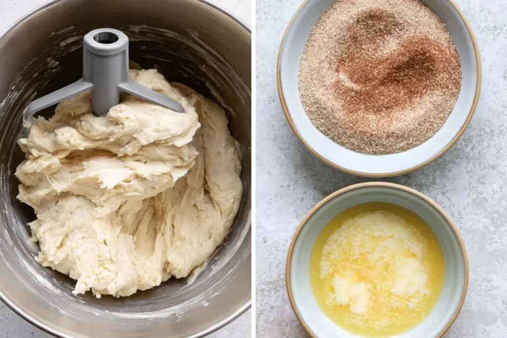 30-Minute Cinnamon Sugar Knots with Vanilla Icing 4 Soft Cinnamon Sugar Knots dough with melted butter and cinnamon sugar coating