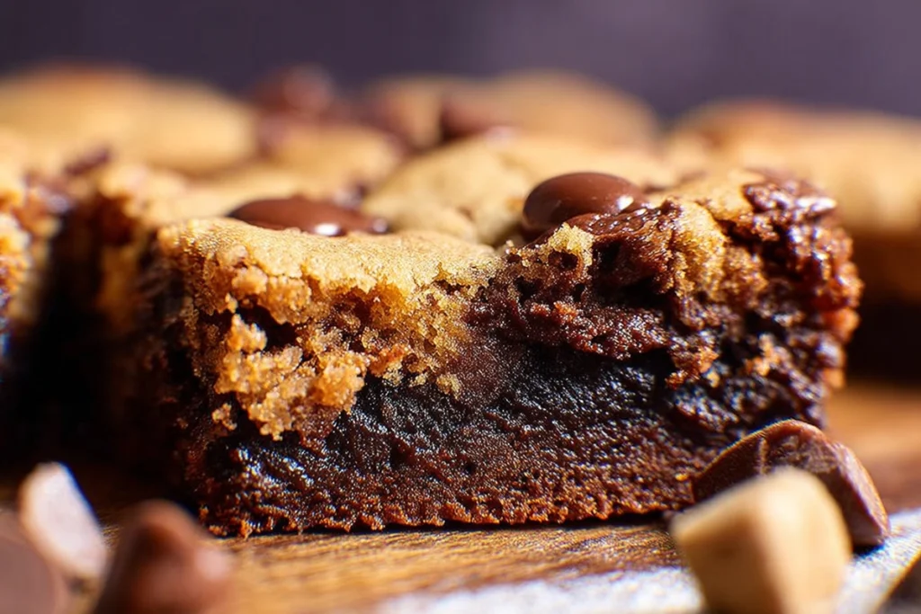 macro detail of fudgy chewy browkies brookies texture