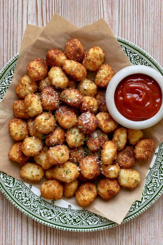 Crispy Air Fryer Gnocchi for an Easy No-Boil Side 6 Crispy Air Fryer Gnocchi served with warm marinara, parmesan, and parsley