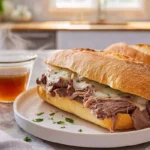 Crock Pot French Dip sandwich hero image with au jus
